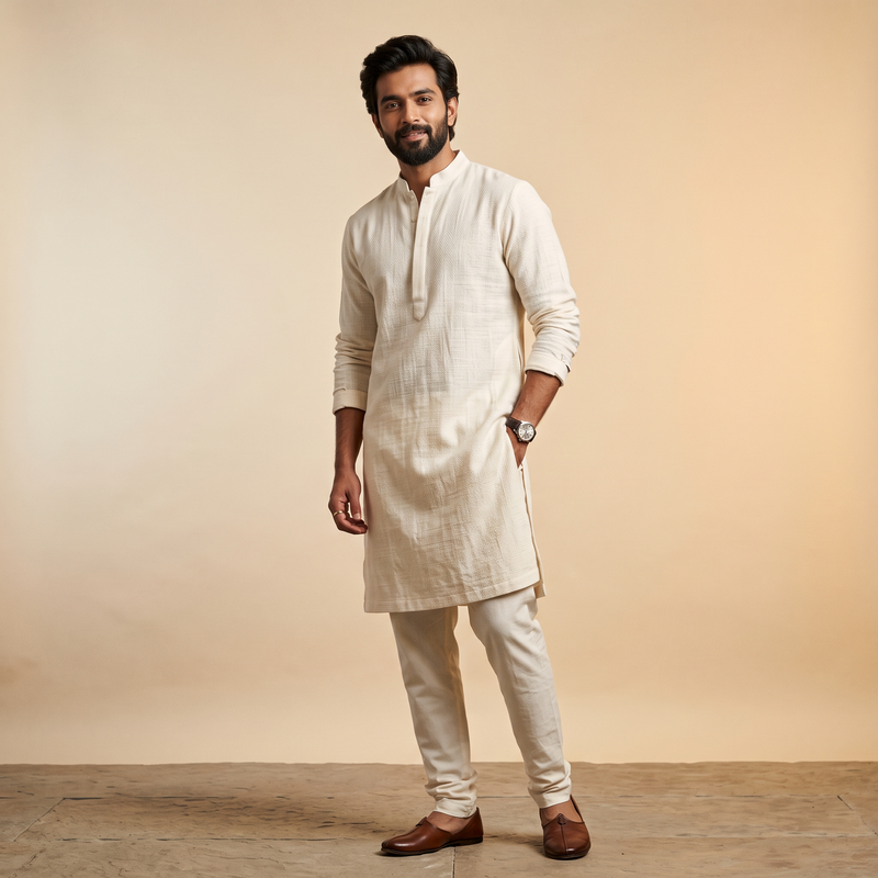 Handwoven Organic Cotton Kurta Set