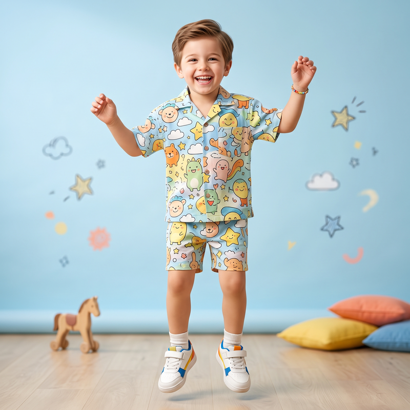 Cartoon Print Cotton Co-ord Set