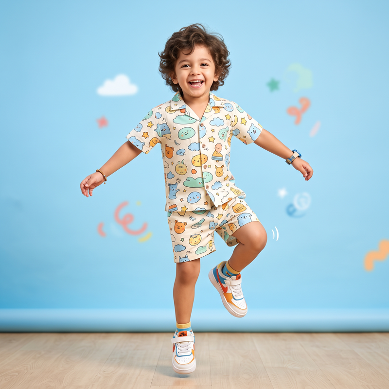 Cartoon Print Cotton Co-ord Set