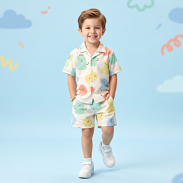 Cartoon Print Cotton Co-ord Set
