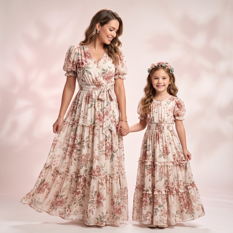Matching Floral Maxi Dress Set