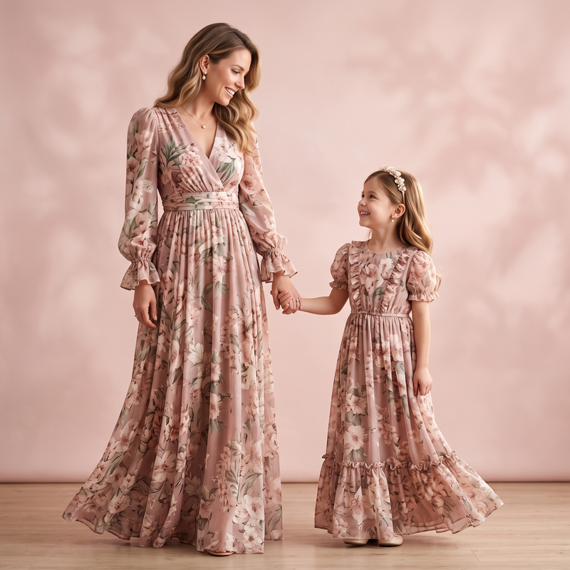 Matching Floral Maxi Dress Set