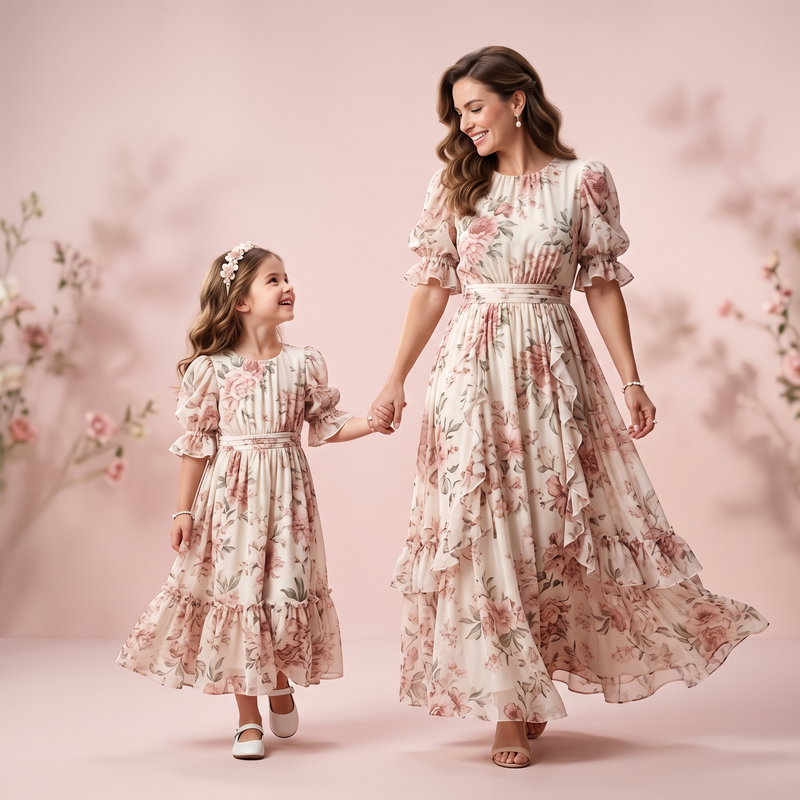 Matching Floral Maxi Dress Set